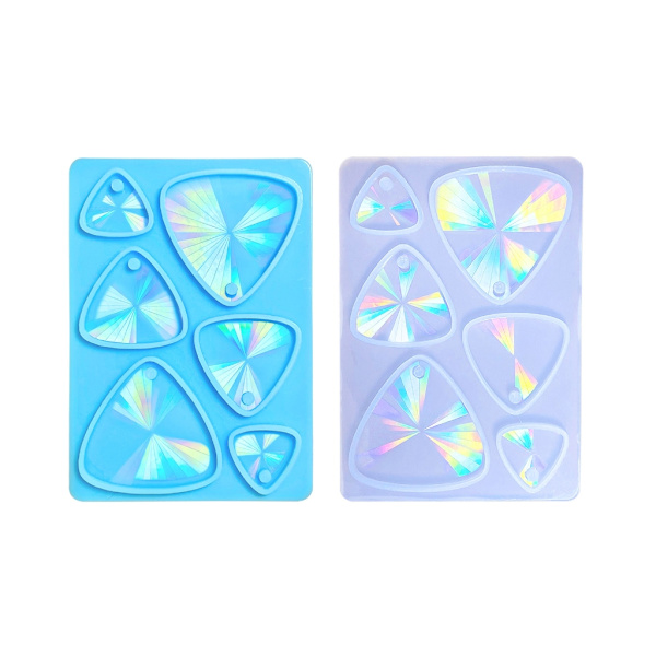 Holografisk hartssilikonform DIY triangel örhängen nyckelringhänge gjutform Clear