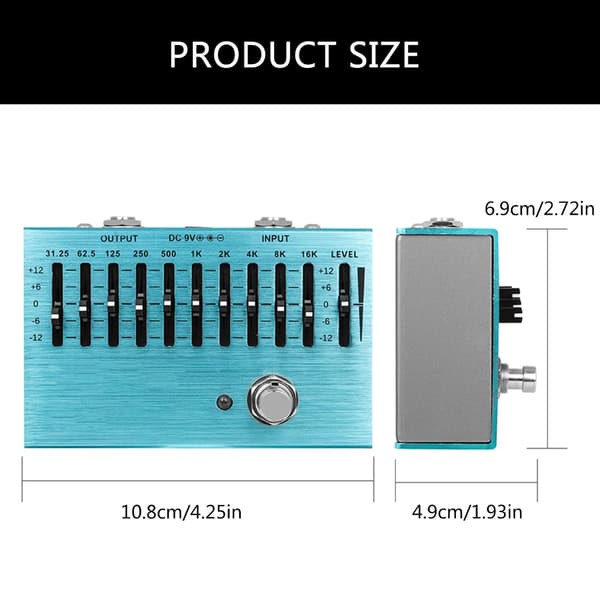 Liten 10-segment EQ gitar-effektboks Gitar-effekt frekvensjusterer
