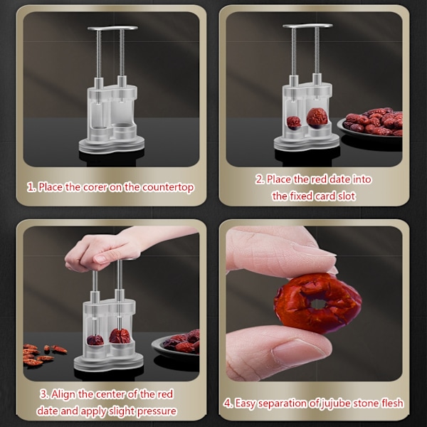 Rostfritt stål Red Jujube Pitter Cherry Corer Kök Fruktkärnor Remover Seed Push Out Verktyg Tillbehör Kvinnor Hem