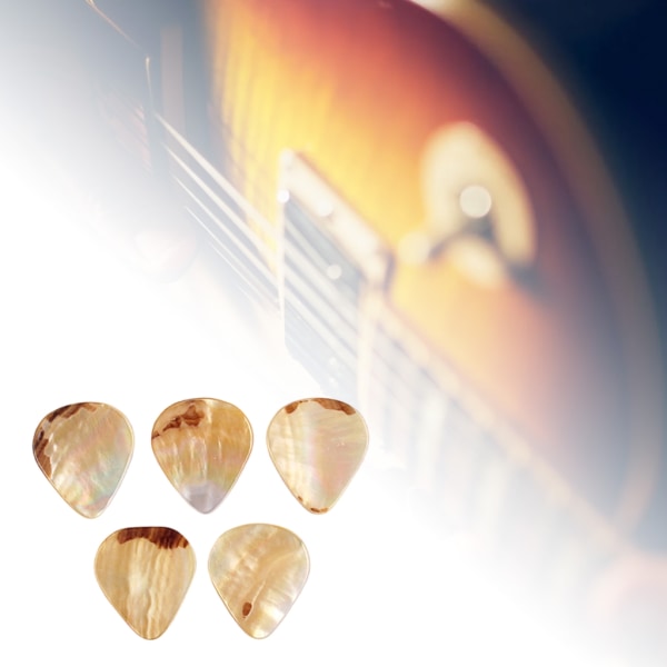 5 st/lot Yellow Abalone Seashell Medium Celluloid gitarrplektrum för akustisk elgitarr bastillbehör