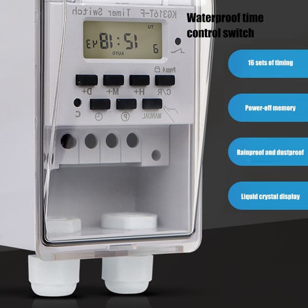 Digital Timer Kontroller Vandtæt Programmerbar Timer til Indendørs Udendørs Brug