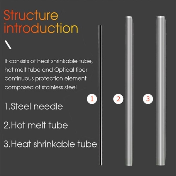 100 st/lot 1 mm fiberkabel för skyddshylsor 45 mm 60 mm， Diameter FTTH Värmekrympande skarvskydd 45mm