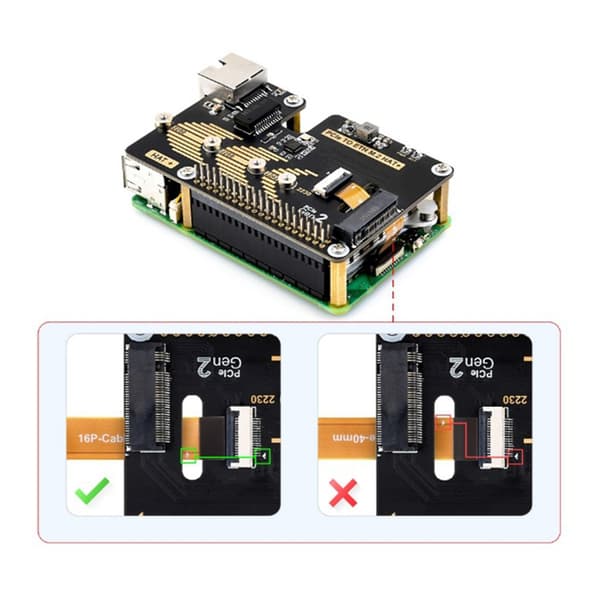 PCIe til Ethernet M.2 HAT PCIe NVME Adapter 5Gbps til Pi5 PoE 1000M