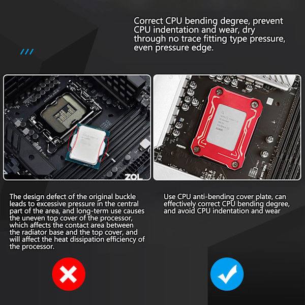 CPU-kylarspänne för LGA1700 12:e generationens CNC-aluminiumlegering CPU-böjningskorrigerare LGA 1700/18XX Fixerande bakplan Red