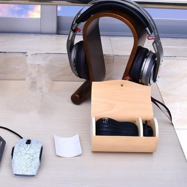 Universal Headset Holder Stand Trædesign Kompakt Arbejdspladsløsning