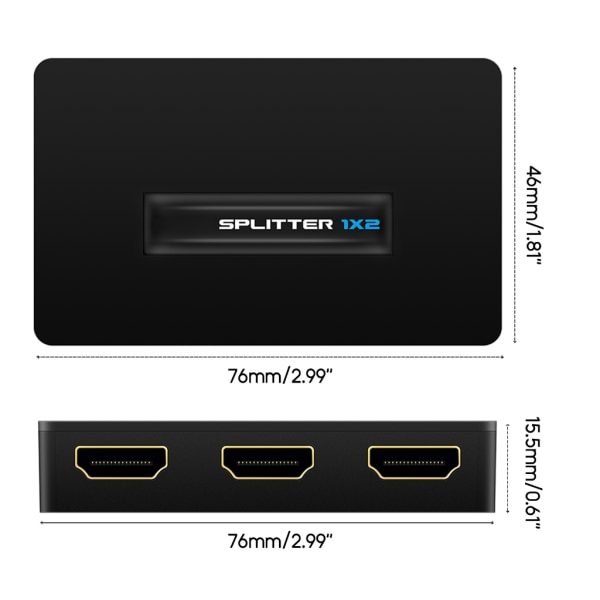 4K1080p HDMI-kompatibel Audio Splitter Switch- 1x2 HDCP-signalförstärkare Videodistributör för projektorer 1 in 2 Out
