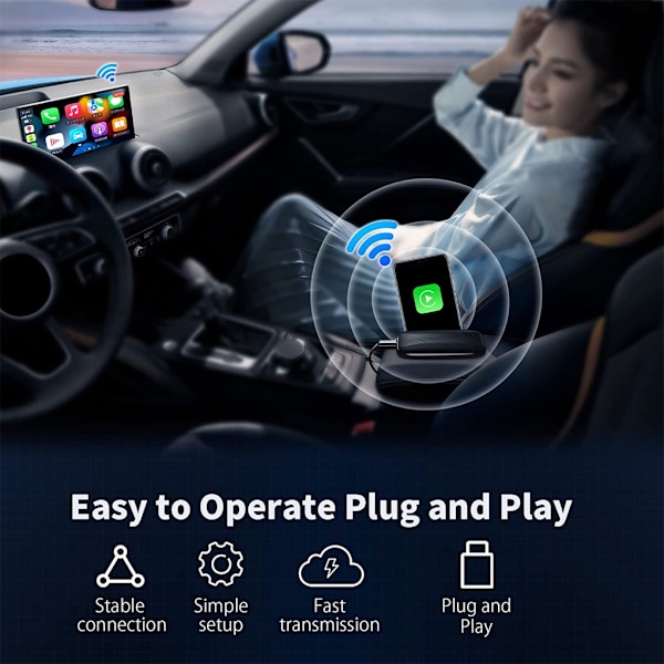 Automatisk modul trådlös CarPlay - för bilskärm stöder trådbunden USB-multimediaspelare