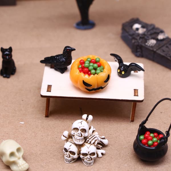 Dukkehus Tilbehør Mini Halloween Gresskar Trepynt Samling