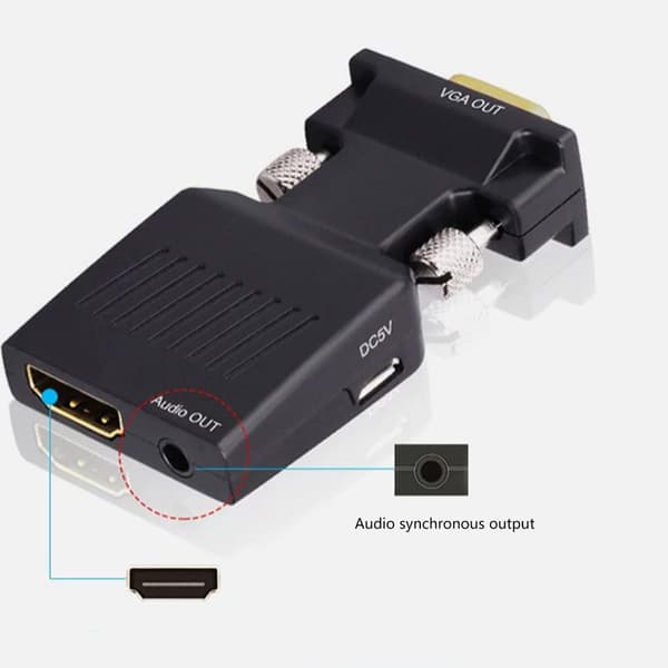 1080P PC Computer HDTV til VGA Video Konvertere 3.5mm Lyd Hun til Han