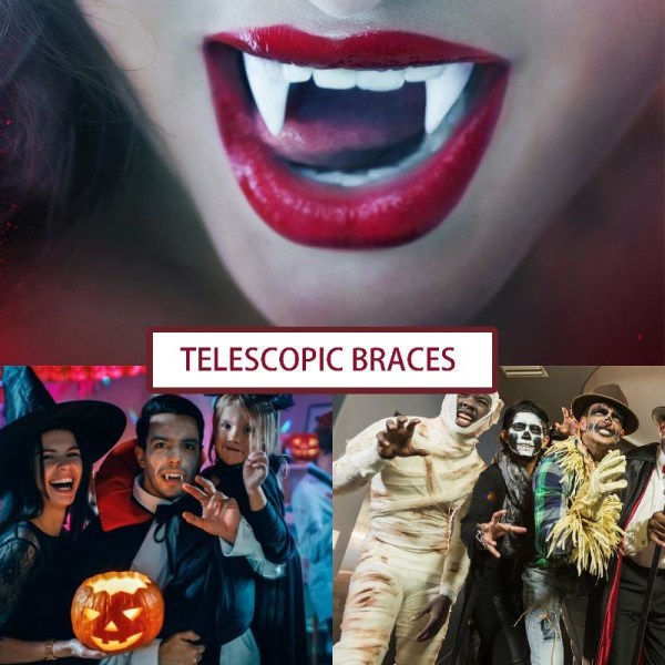 1 Box för vampyrer falska tänder för Halloween-fest Vit skräck löständer rekvisita Maskerad Cosplay Makeup Roliga proteser