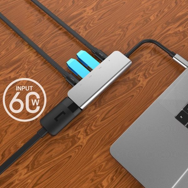 2x USB TypeC HUB Splitter Understøtter PD60W Alumunium-legering Mini Extender Dock