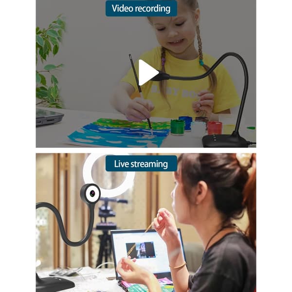 Justerbart USB-dokumentkamera med LED-lys til online undervisning webcam