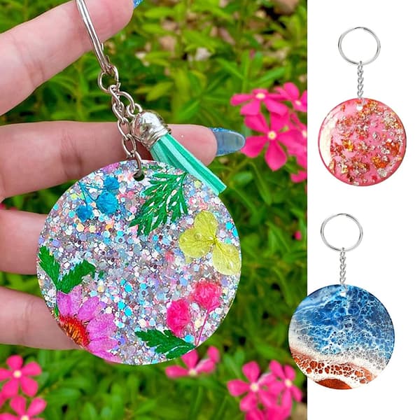 5 stk. runde nøglering silikoneforme cirkel charm epoxyharpiksforme ornament