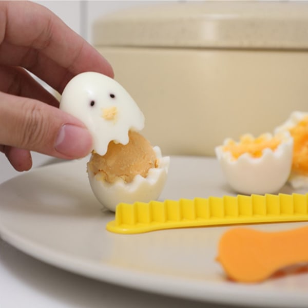 för Creative Egg Cooker Livsmedelsklass PP Äggskärare Form Hushållsköksverktyg Gi