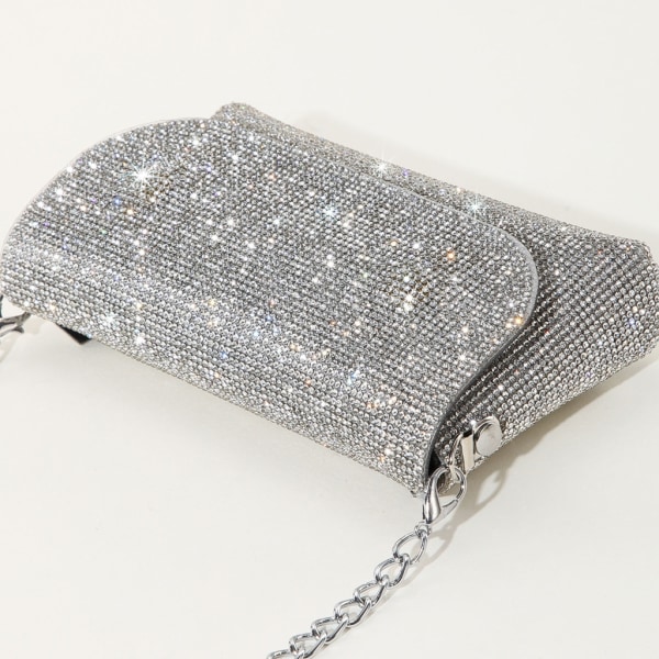 Glitter Evening Bag för kvinnor Bröllop Clutch Handväska Kedja Axelväska Liten Party Handväska Crossbody Bag Champagne 2