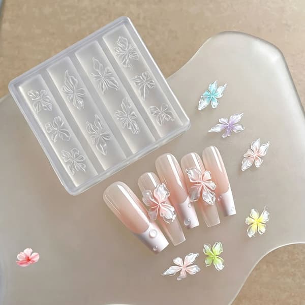 Gennemsigtig 3D negleform til blomster negle DIY og salonstyling