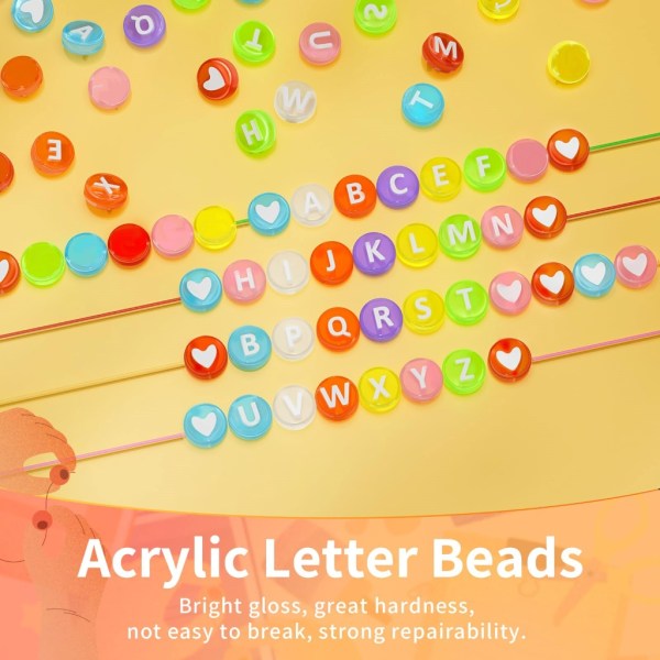800 stycken akryl alfabetskubpärlor A-Z bokstavspärla DIY pärltillbehör för armband Halsband Smycken gör DIY Craft B