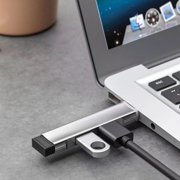 Aluminium USB Hub 3 Port USB 3.0 Adapter Extension USB 2.0 Dock Station UltraSlim Portable Data Hub USB Splitter Gray