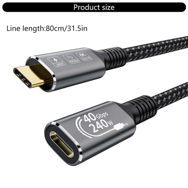 240W USB4.0-kabel 8K@60Hz videovisningskabel USB C 40 Gbps dataoverføring