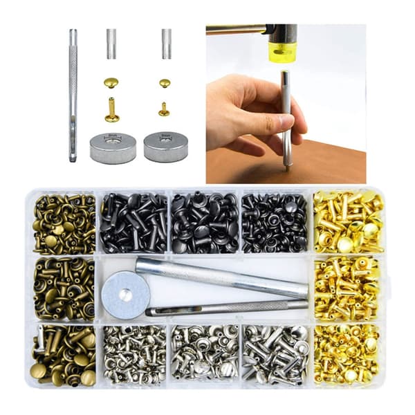 180 sæt lædernitter, 4 farver 6mm/8mm/12.0mm lædernitter og trykknapper