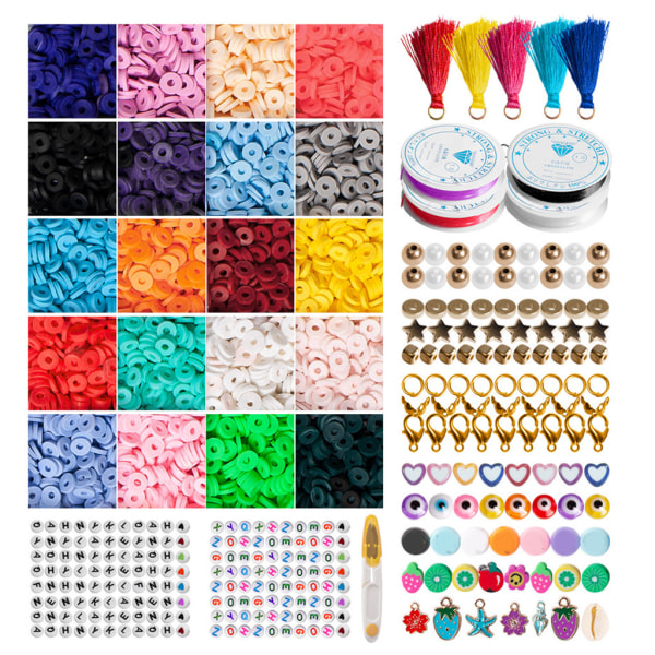 Mjuka keramikpärlor Kit Muti Colors Boho Clay Beads för DIY Halsband Armband för kreativa barn Smycken Makin