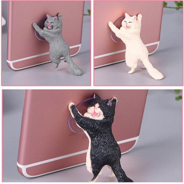 Cartoon for Cat Mobiltelefonhållare för Smart Phone Bordsställ för med sugkopp 3D Kitty Modell Mobiltelefon Supporter