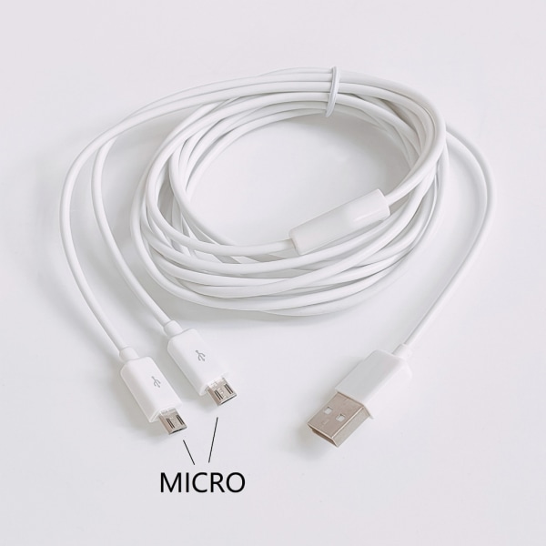 2-i-1 USB till Micro USB -kabel för snabbare laddning av telefoner och surfplattor Datasladd Ladda två enheter samtidigt Black