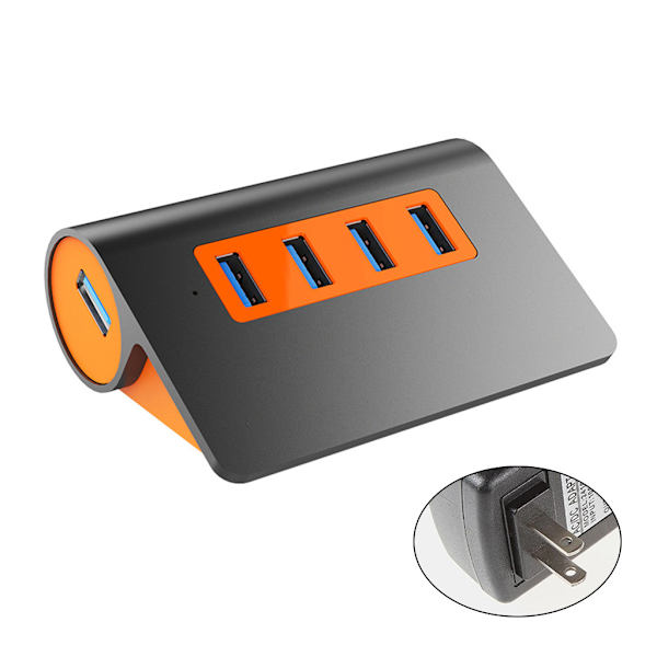 USB3.1 Gen2 HUB 10Gbps Aluminium USB-hubb med 12V Strömadapter OTG Splitter 4 Portars USB-förlängning 1m Kabel