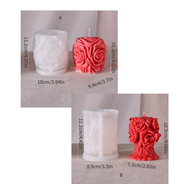 Rose Blomst Lysform til DIY Lys, Epoxy Resin Form Non-Stick B