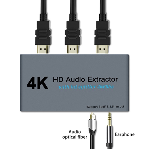 4K Splitter One In Two Out AUX Extractor In 3,5 mm Stereo Converter Adapter för Full HsD TV Monitorer Projektorer Satellit UK