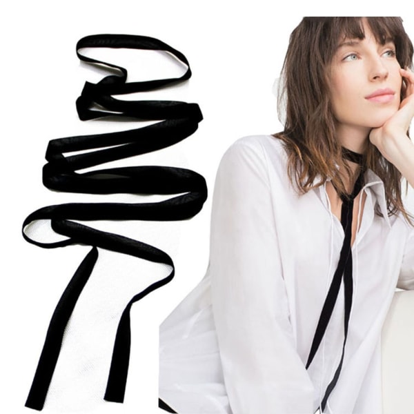 Mjuk sidenhalshalsduk Choker Långt smalt satängbälte Halsband Knytband Midjebälte Långt tunnt sidenscarf Kvinnor Handväska Scarfband null - 2