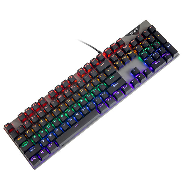 Trådbundet mekaniskt gamingtangentbord 104 tangenter LED-bakgrundsbelyst grön axel metall lysande tangentbord för laptop och gamer Pro