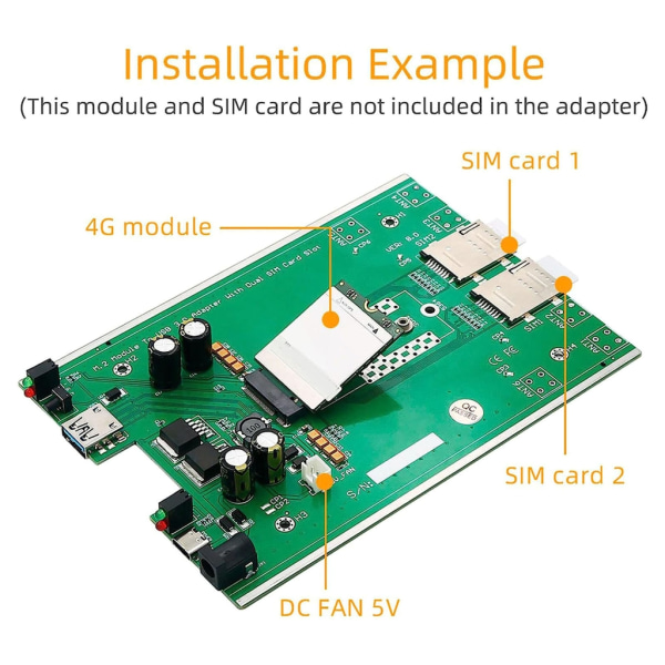 Höghastighetsmoduler från 5G till USB 3.0 med kylfläkt Snyggt fläkthusstöd /MicrosimCard