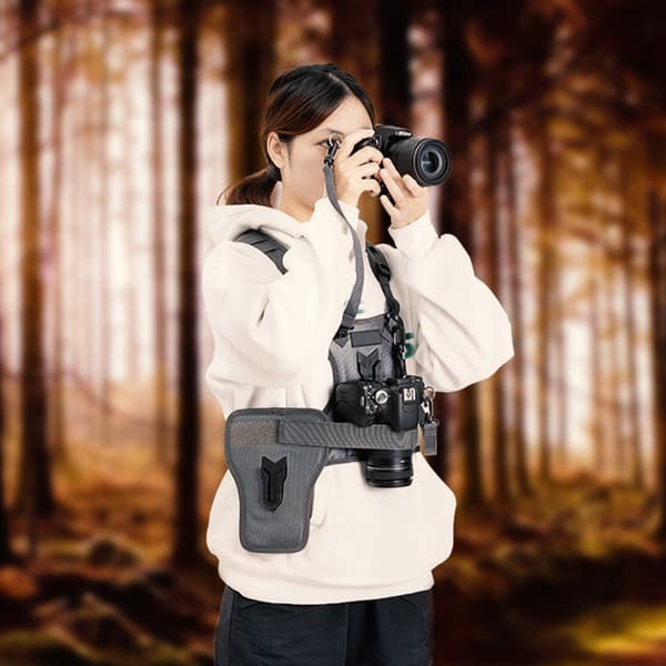 Dubbel Kameraväska Bröstsele Västar System för DSLR-kameror