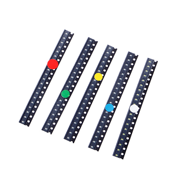 100 stk. 5 farger SMD 0603 LED-lys Rød Grønn Blå Gul Hvit Sortimentsett