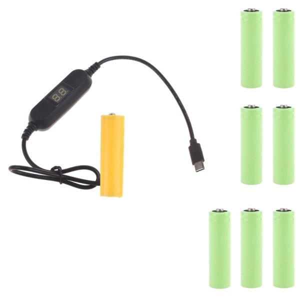 Typ-C AA-batterielimineringslinje 1,5V-12V LR6 Dummy- power för LED-ljusleksak Ersätter 1-8st AA-batterier