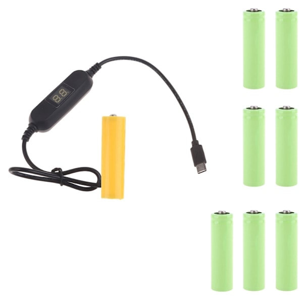 Type-C AA-pariston eliminointikaapeli 1.5V-12V LR6 Dummy-paristovirtajohto LED-valolelulle, korvaa 1-8 kpl AA-paristoja