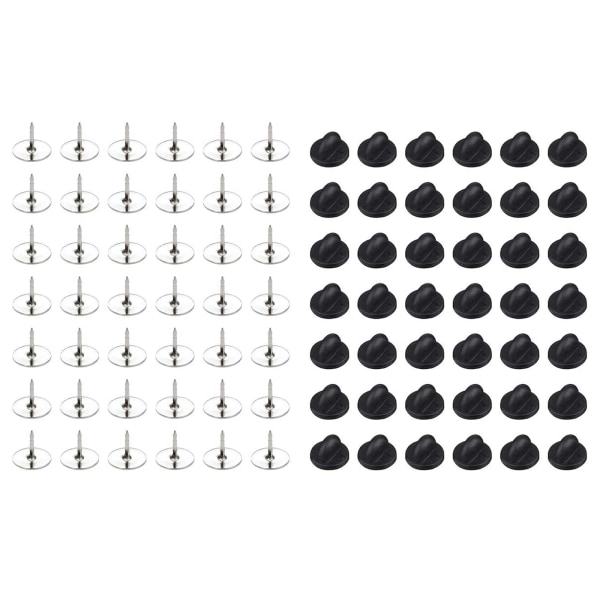 50Set Tie Tacks Blank Pin med PVC-gummi Pin Back för Butterfly Clutch Pins för Uniform Badge Backing Hållare Spänn Lape