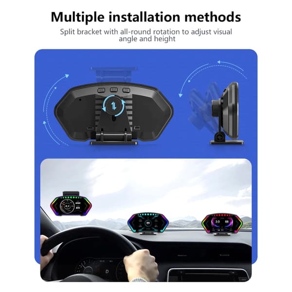 Head Up Display Digital Navigasjons Speedometer Overhastighetsalarm Diagnostisk Måler