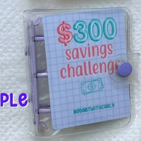 Mini Binder Savings Challenge $150/300/500/1000 Spara pengar Budgetar Kontantkuvert Plånbok Budgetpärm Notebook 4