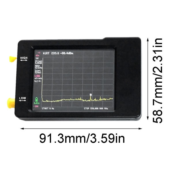 Handhållen Tiny Spectrum Analyzer TinySA 2,8 tums pekskärm 100kHz till 350MHz frekvensanalysator med två ingångar