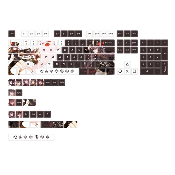 130 tangenter Keycaps XDA Profile PBT DYE-Sublimation Mekaniskt tangentbord Keycap Anime Game Keycaps forMX Switches Tangentbord