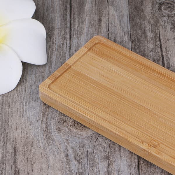 Rektangulær Bambus Tre Fat Plantebrett Mini Plante Blomsterpotte Stativ
