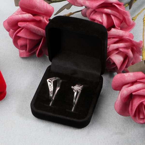 Flip Ring Box Sammet Smycken Presentbox Vigselring Förvaringsfodral för förlovning Bröllopsdag Alla hjärtans dag Black - Single ring 1