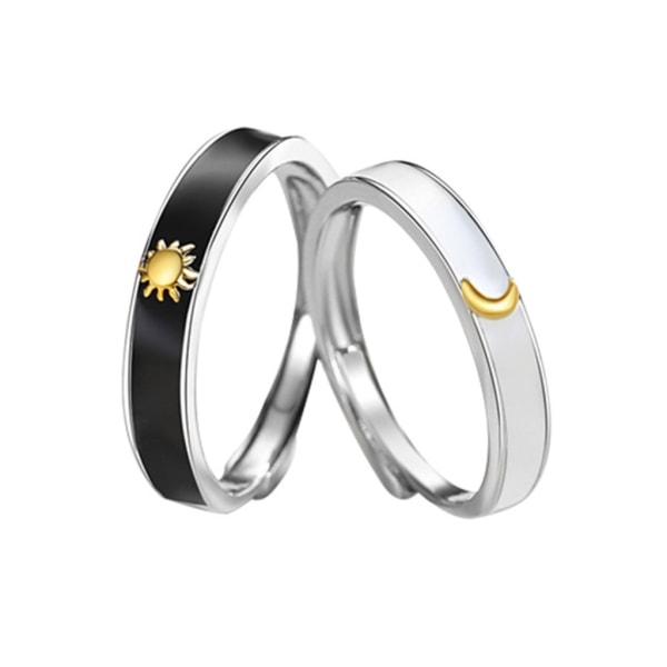 1/2x Sun And Moon Parringar För Kvinnor Män Matchande Fingerringar Vänskap Förlovning Bröllop Mode Smycken Present null - Suit