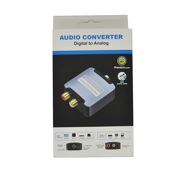 Digital till analog ljudomvandlare Optisk fiber koaxial signal till analog DAC Spdif Stereo 3,5 mm 2xRCA förstärkaravkodare
