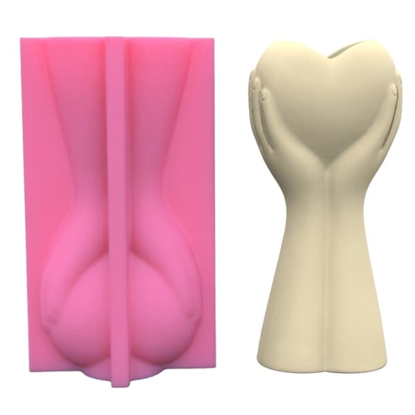 Hjerte holdt i hånd saftig blomsterpotteform vase fleksibel silikoneform