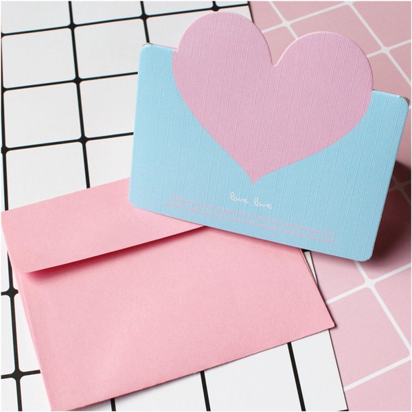 10 st Alla hjärtans dag Kärlekskort med kuvert hjärta Valentine Note Card