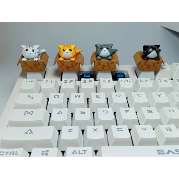 1st PBT Custom Cartoon Anime for Cat Keycap Botten Bakgrundsbelysta Keycaps OEM Profil för DIY Mekaniskt Tangentbord Barn Gi Yellow