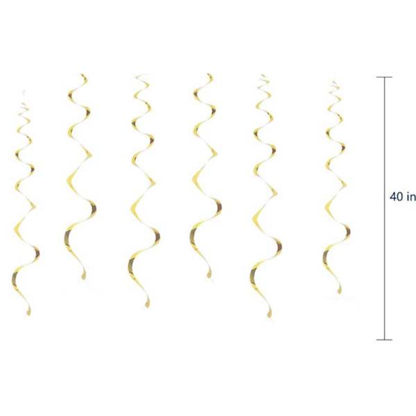 Eid Mubarak spiral hängande prydnadsföremål 6 st guld swirl för banner hänge